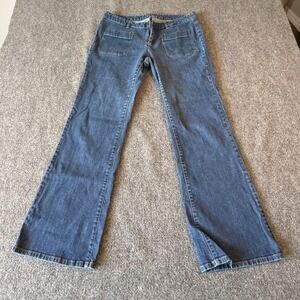 Michael Kors Womens Flare Leg Jeans Blue Medium Wash Gold Horsebit Hardware 10